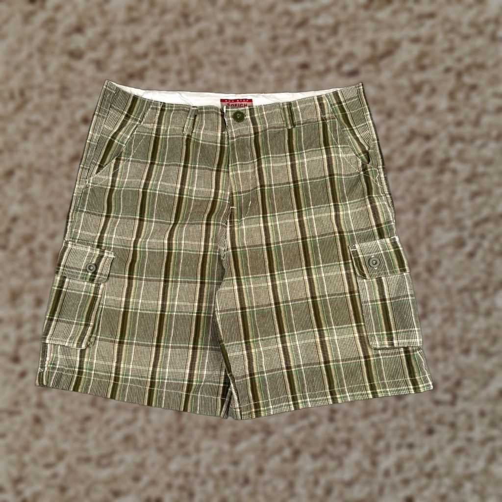Vintage Sofich Mens Shorts Cargo Plaid Green 40 Cotton Blend Hike Skate Casual 9" Size US 40 / EU 56 - 1 Thumbnail