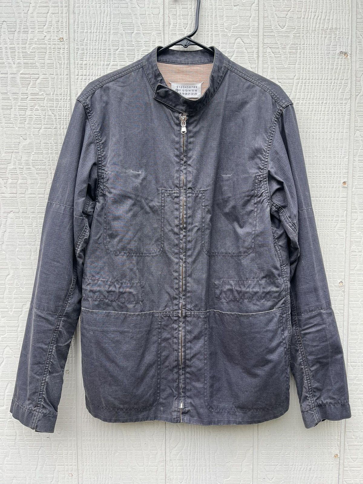 image of Maison Margiela Ss 2004 Micro Houndstooth Rider Jacket in Grey, Men's (Size Medium)