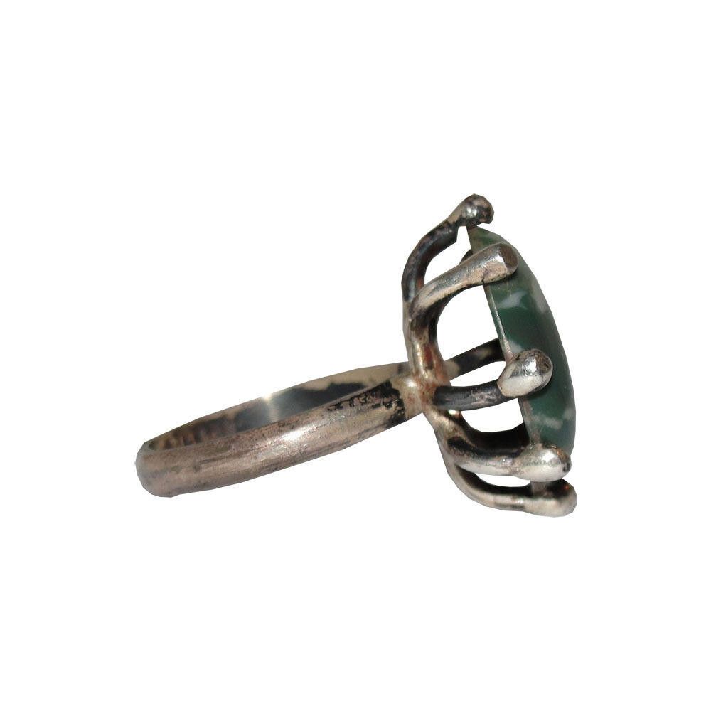 Designer Taxco Mexican Hand Made Sterling Bloodstone Ring Size ONE SIZE - 3 Thumbnail