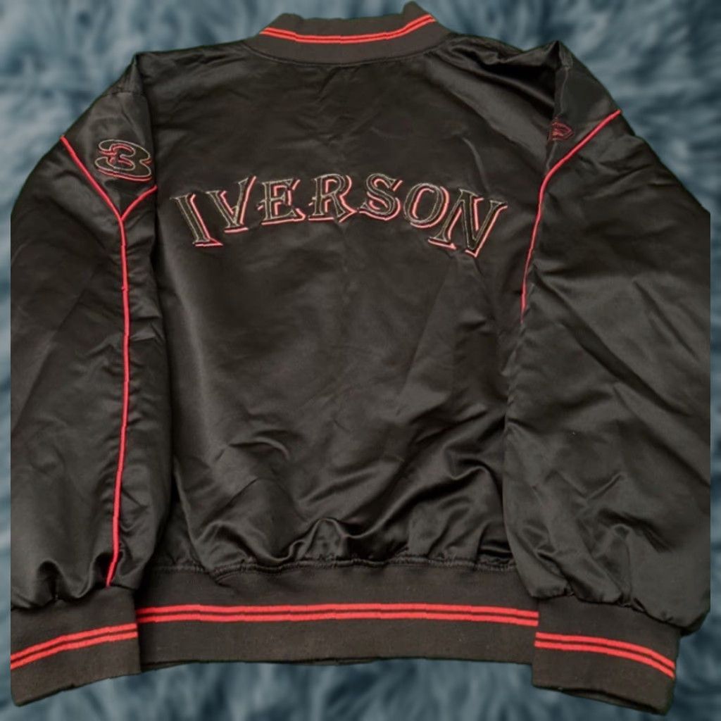 Reebok VINTAGE Reebok Allen Iverson Limited Edition VTG Satin Jacket Mens 2XL Black Bomber 90s Sports Hip Hop Rare Size US XXL / EU 58 / 5 - 1 Thumbnail