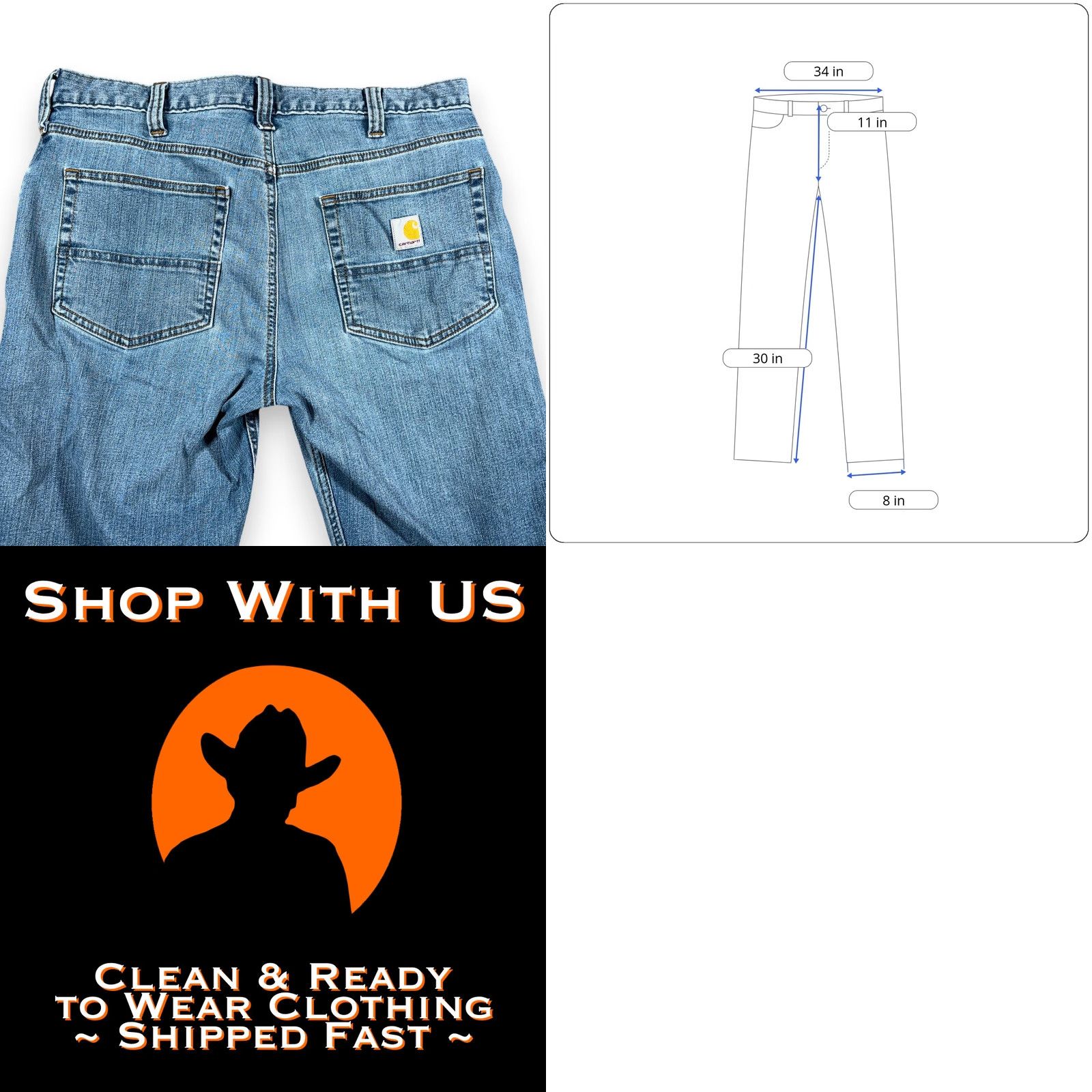 Carhartt Carhartt Jeans Mens 34x30 Blue Denim Rugged Flex Relaxed Fit Workwear BD2804 Size US 34 / EU 50 - 8 Thumbnail