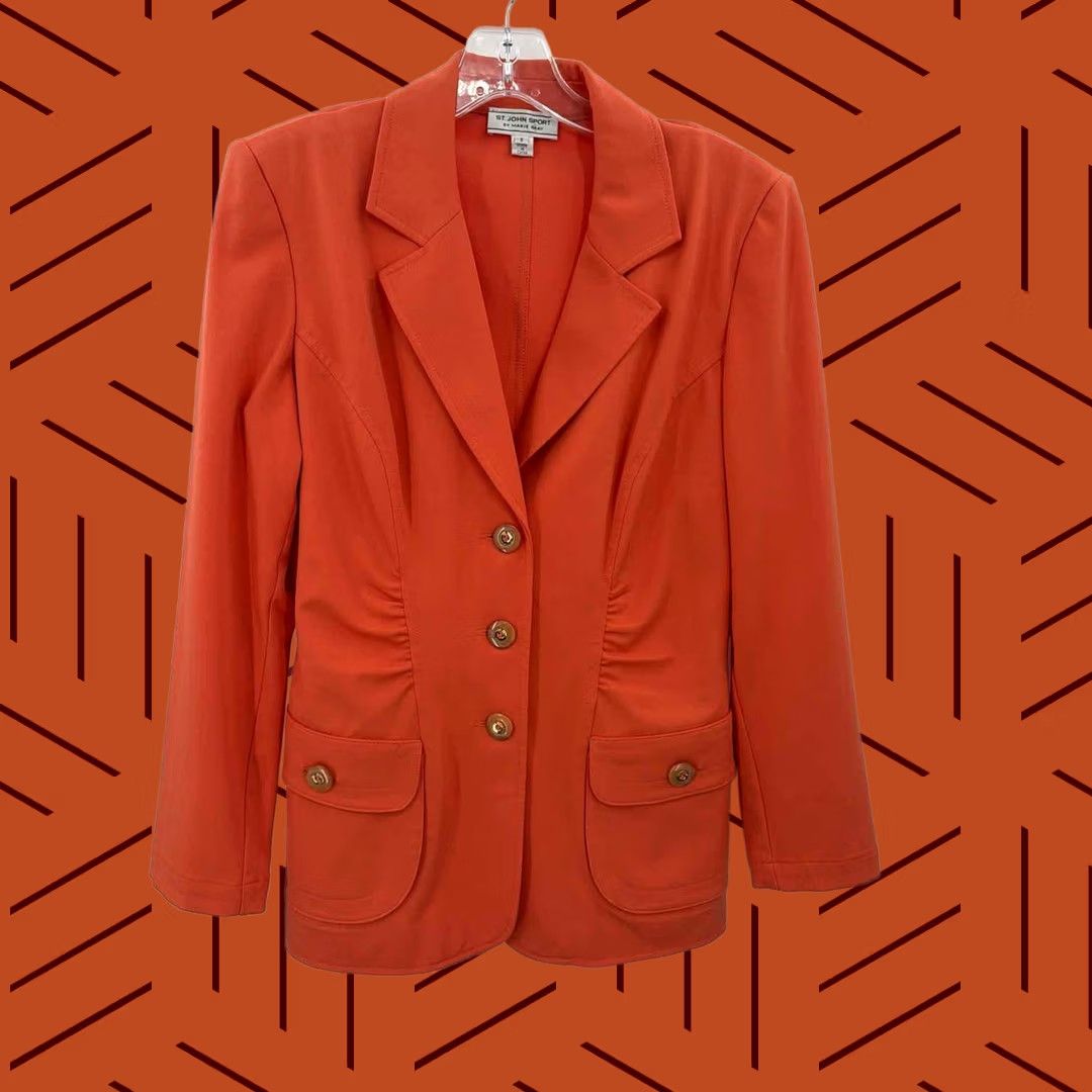 Vintage St John Sport Blazer Orange Small Regular Womens Size S / US 4 / IT 40 - 1 Thumbnail