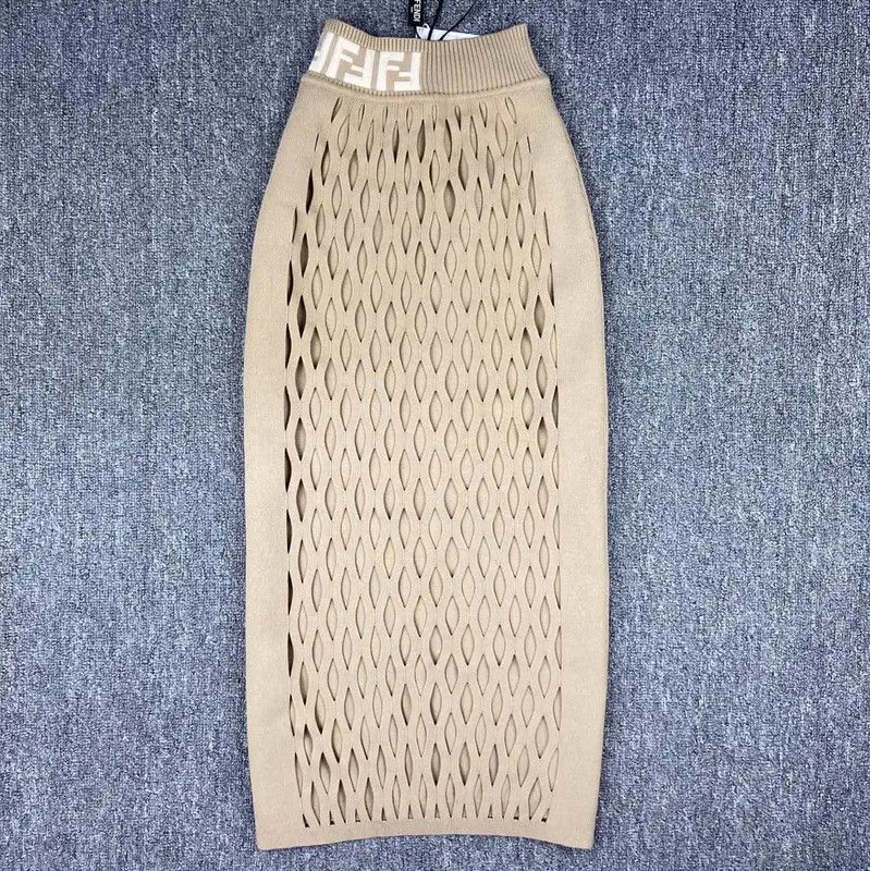 Fendi Fendi Beige Ladies’ Knit Midi Skirt 0089 Size 23" - 1 Thumbnail