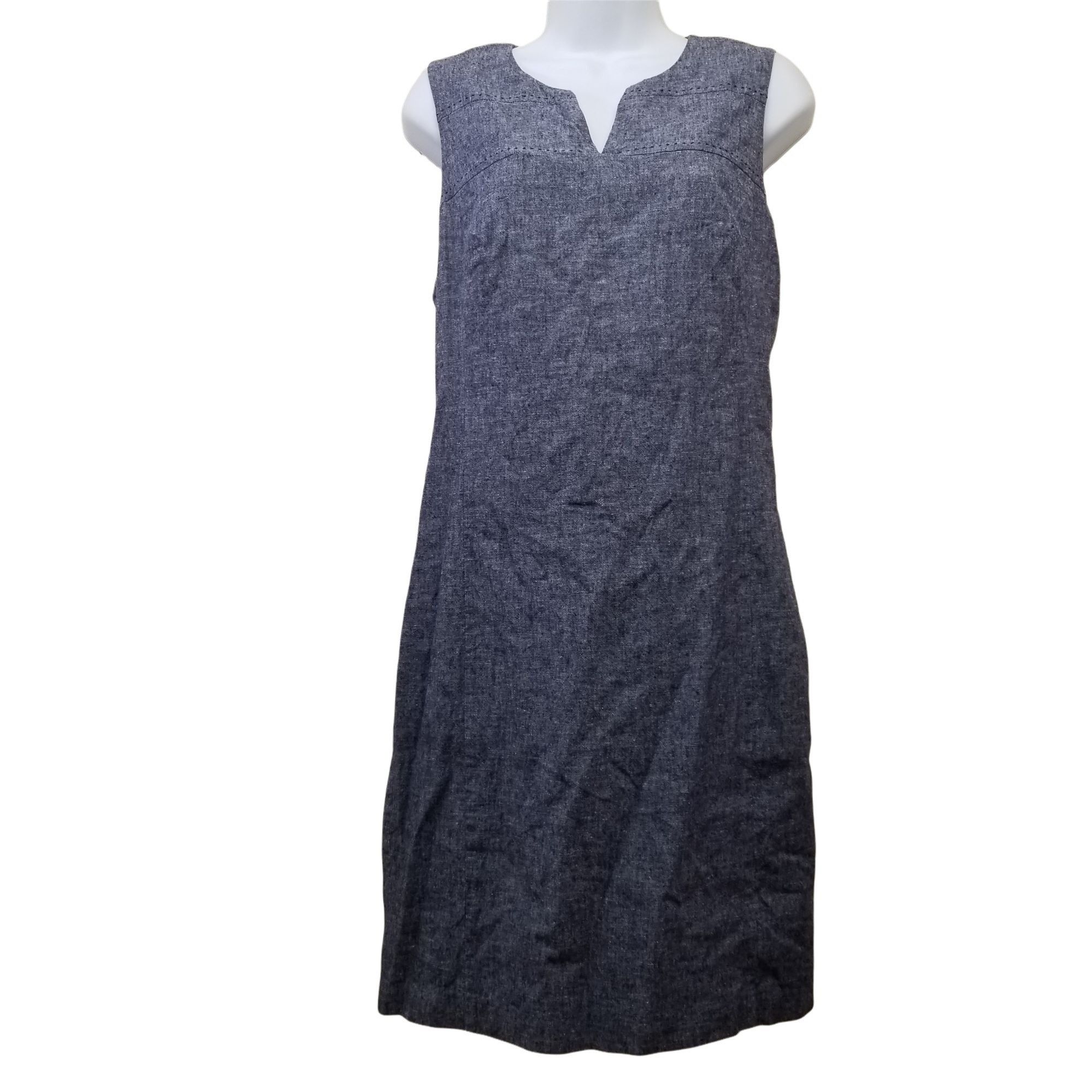 Laundry by Shelli Segal Laundry Shelli Segal 4 Blue Chambray Linen Sleeveless Shift Size S / US 4 / IT 40 - 2 Thumbnail