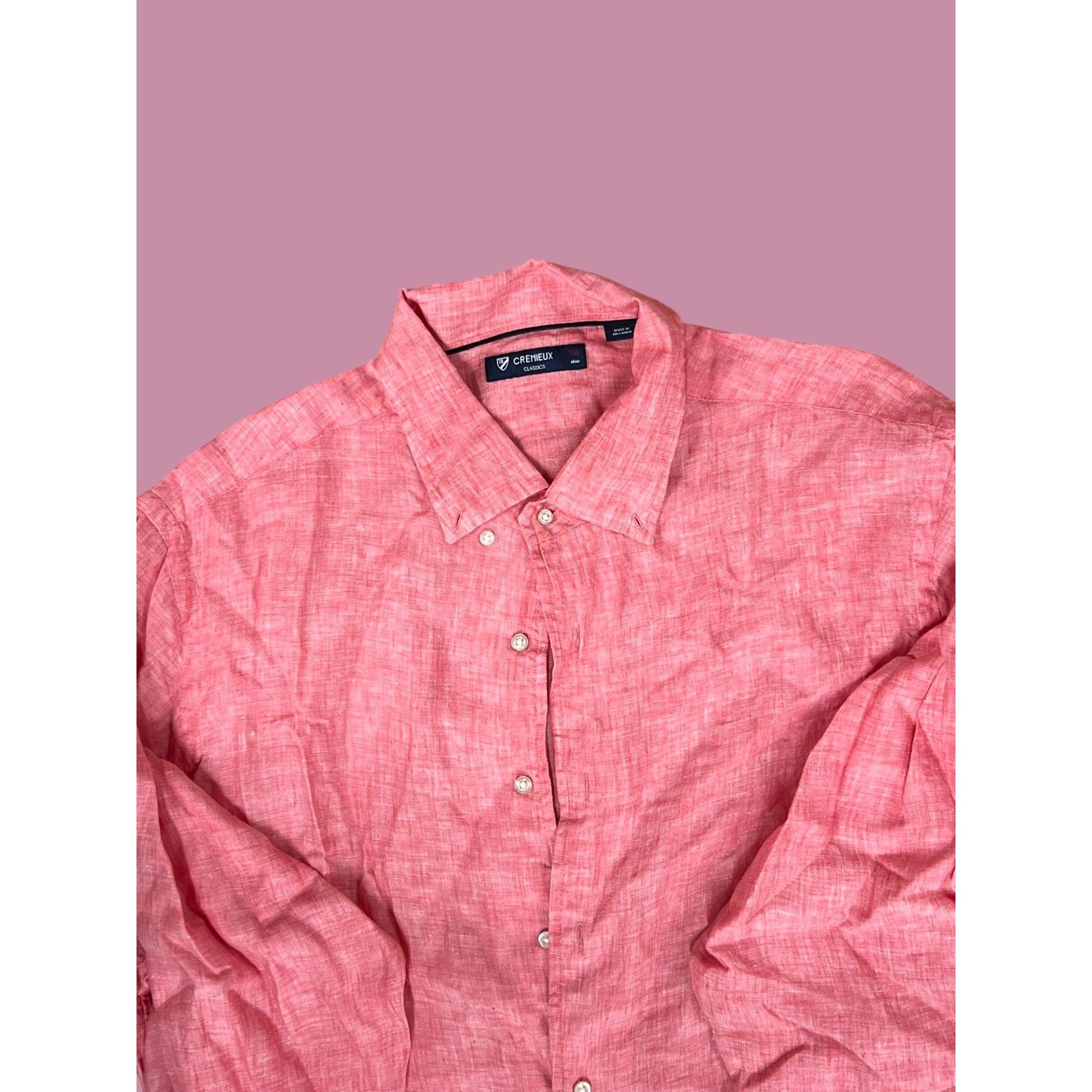 Cremieux Cremeux Classics Mens XXL Pink Linen Button-Up Shirt Size US XXL / EU 58 / 5 - 3 Thumbnail