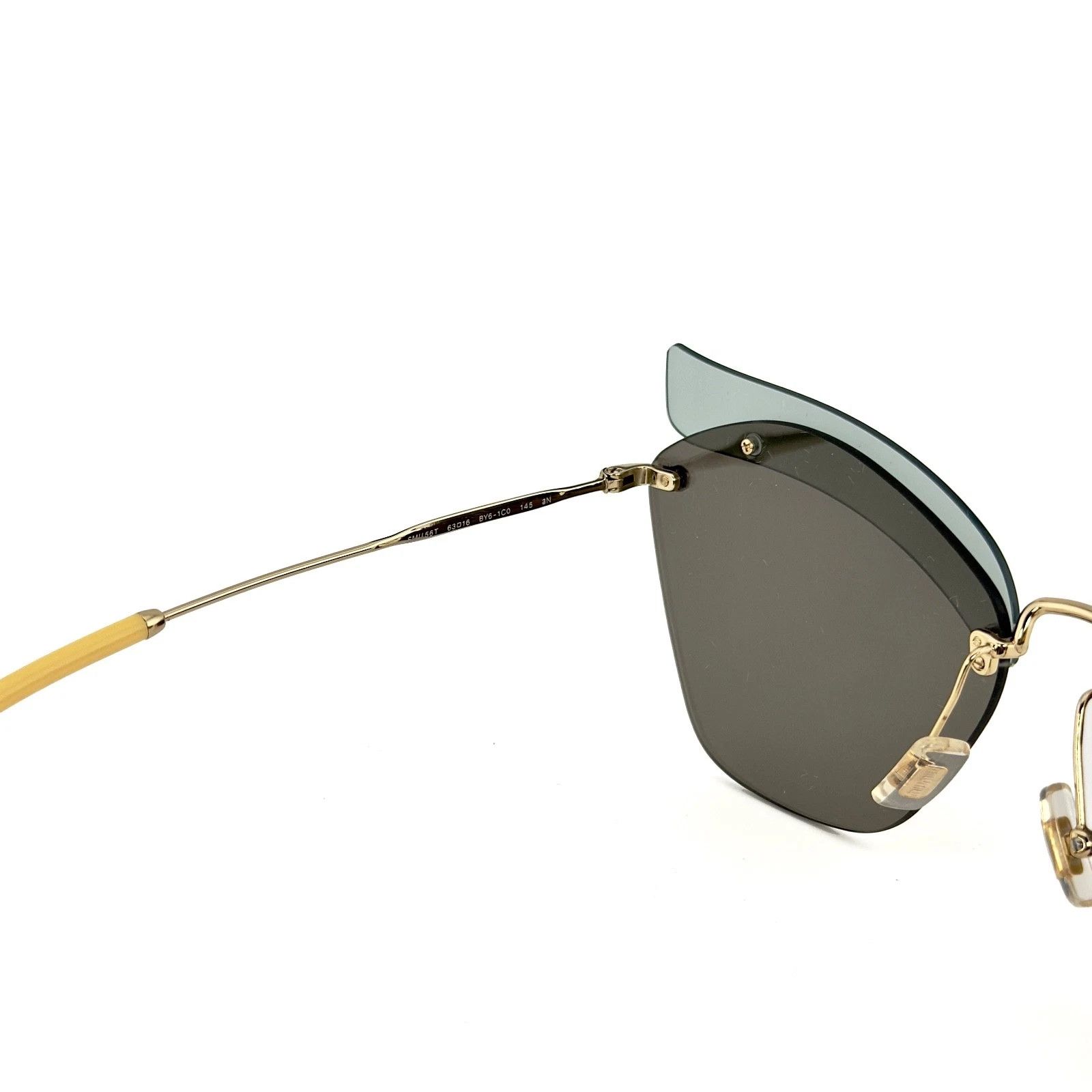 Miu Miu MIU MIU 56T MU56TS Green Yellow Gold Mirrored Sunglasses Size ONE SIZE - 6 Thumbnail
