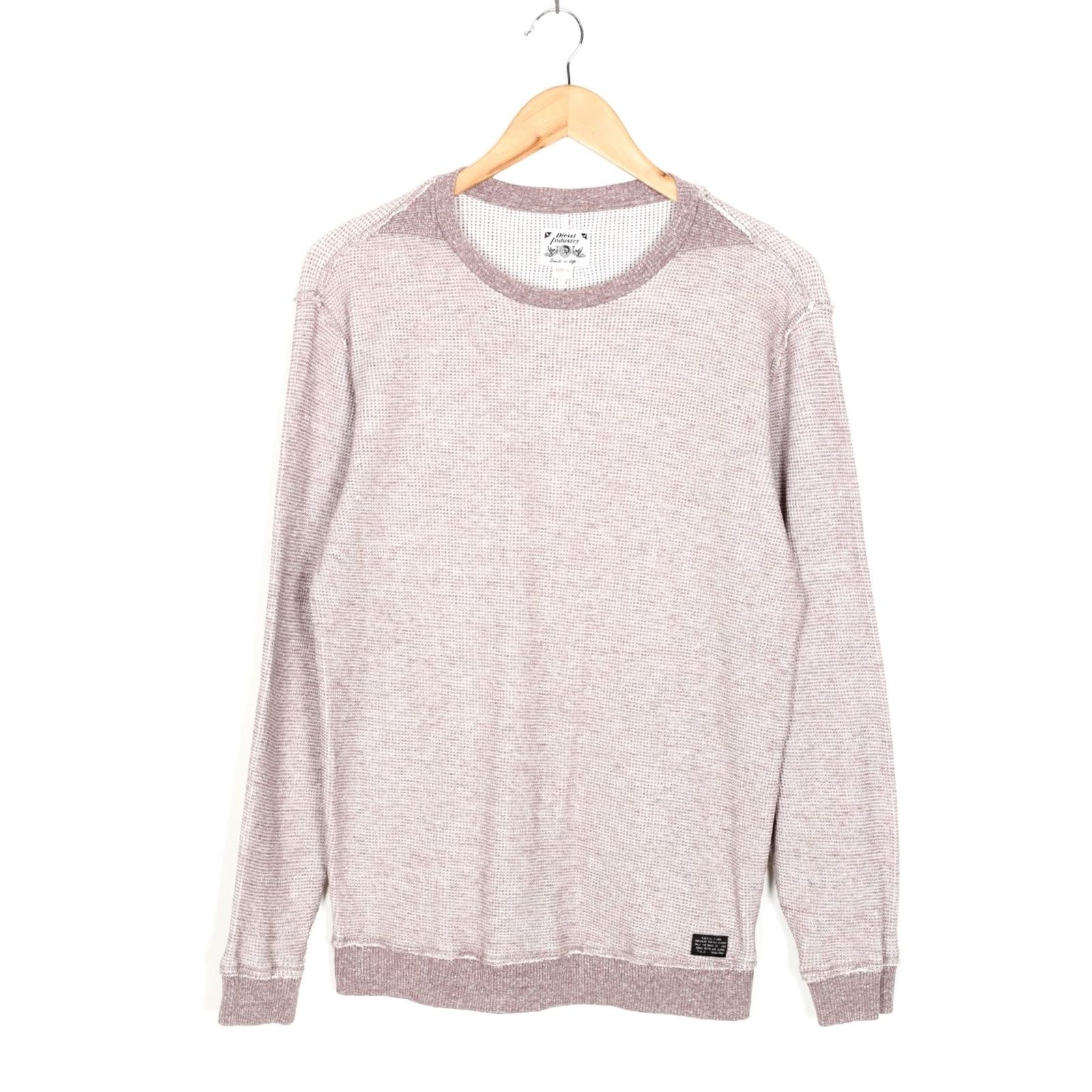 Diesel DIESEL Sweatshirt Men Size S Waffle Knit Round Neck Cardigan Logo White Brown - Men's Sweatshirt S Size US S / EU 44-46 / 1 - 2 Thumbnail