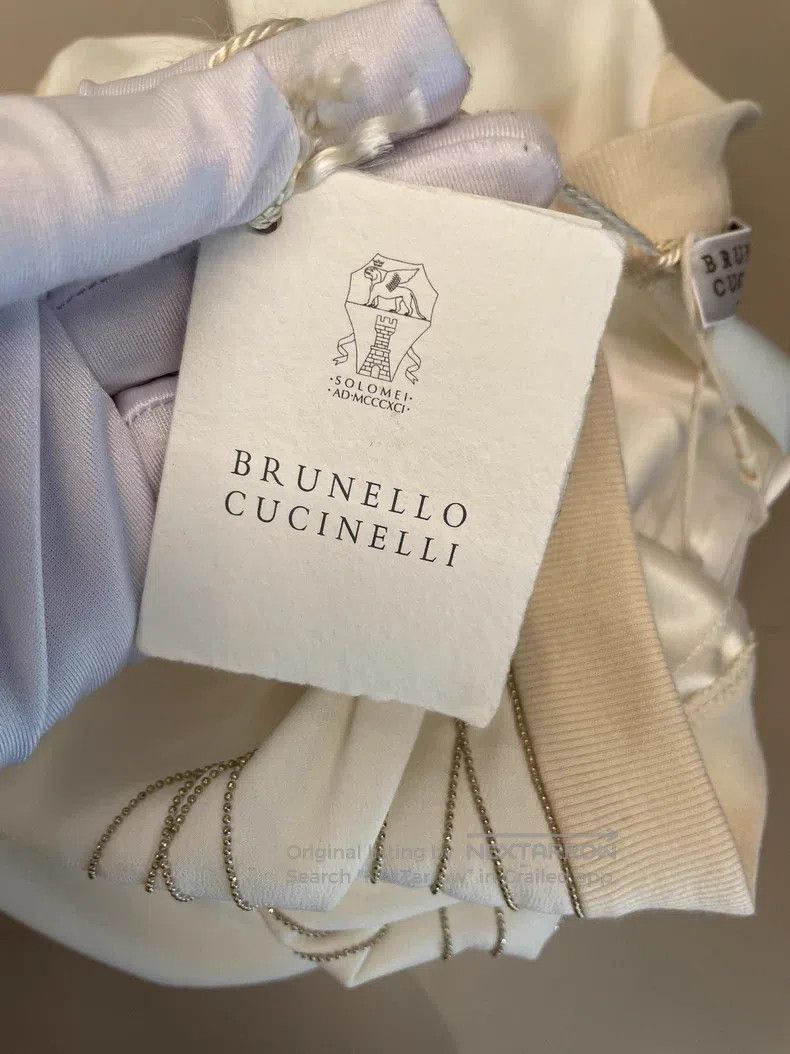 Brunello Cucinelli Brunello Cucinelli Beige Silk Beaded T-Shirt Size XS / US 0-2 / IT 36-38 - 5 Thumbnail
