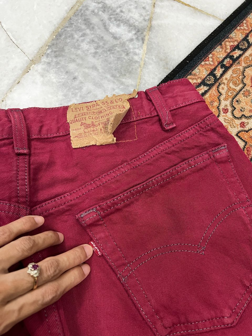 Levi's × Vintage Vintage 80’s Levis 501 Maroon Colour Size US 32 / EU 48 - 7 Thumbnail