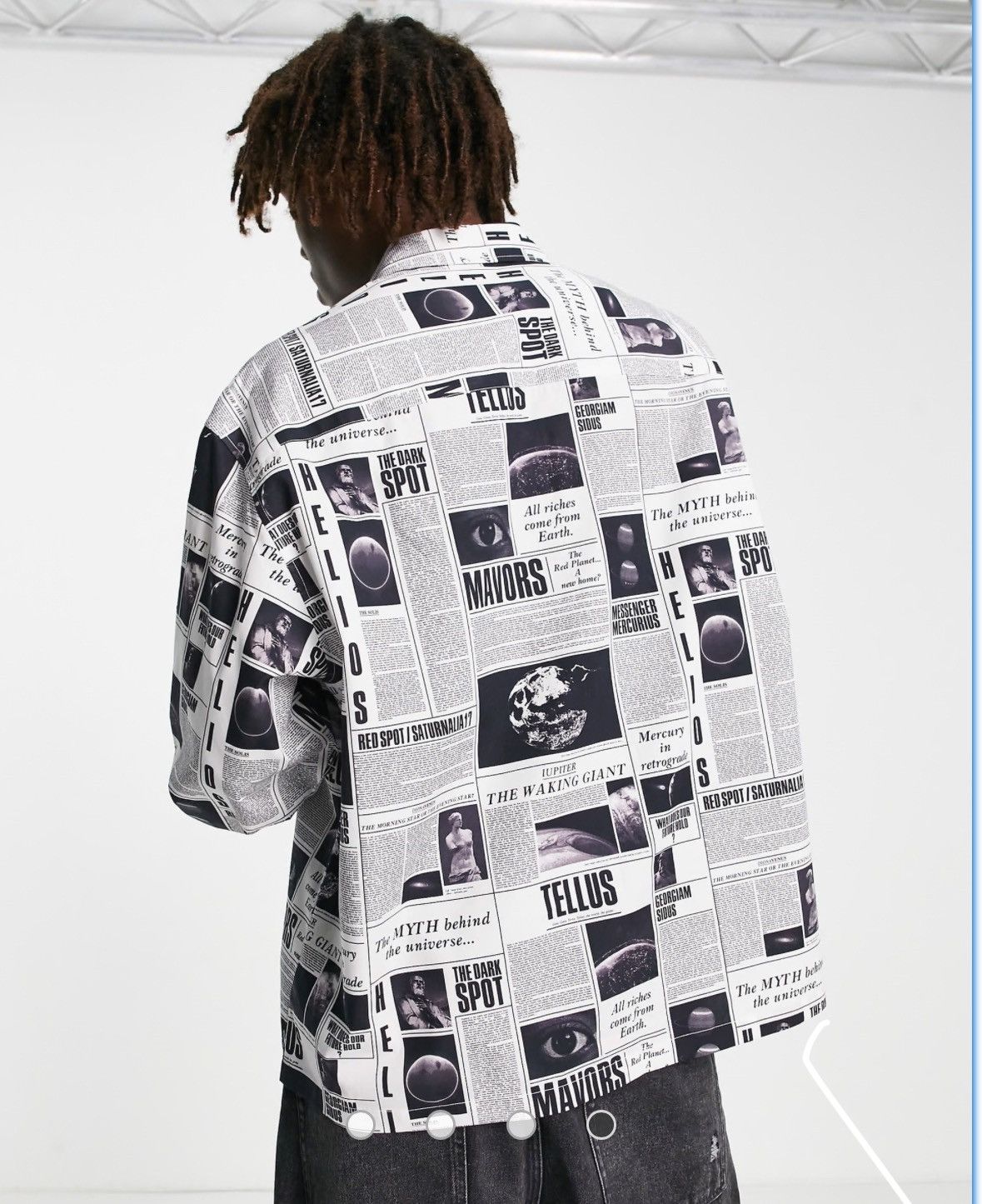 Designer ASOS DESIGN boxy oversized shirt in all over newspaper print Size US M / EU 48-50 / 2 - 2 Thumbnail