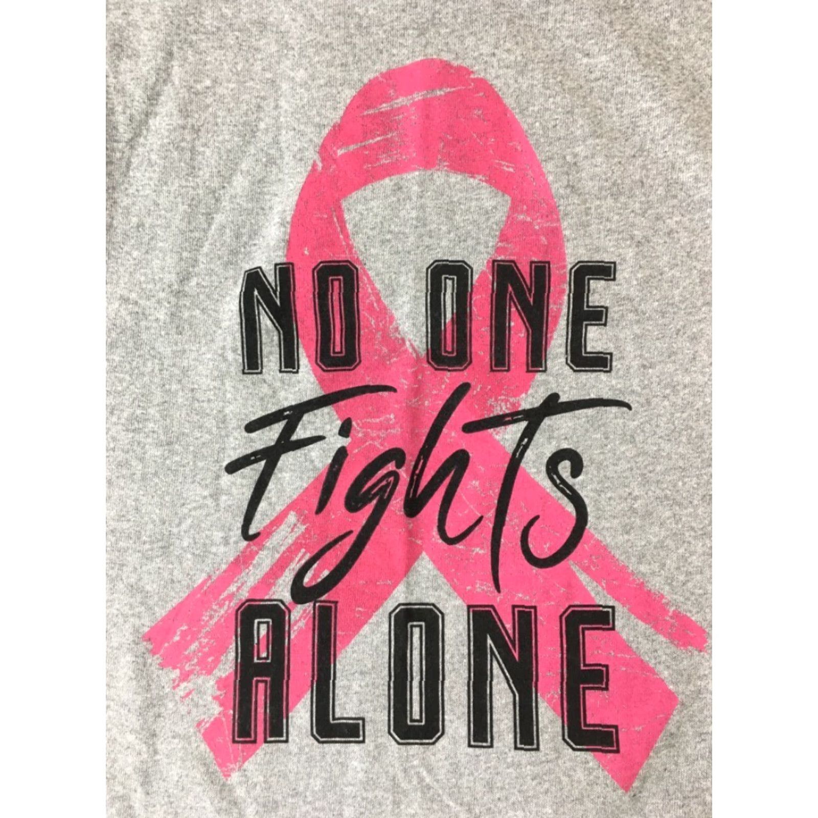 Olive Live Breathe Fight Womens T-Shirt Gray Pink Ribbon No One Fights Alone M New Size M / US 6-8 / IT 42-44 - 2 Thumbnail