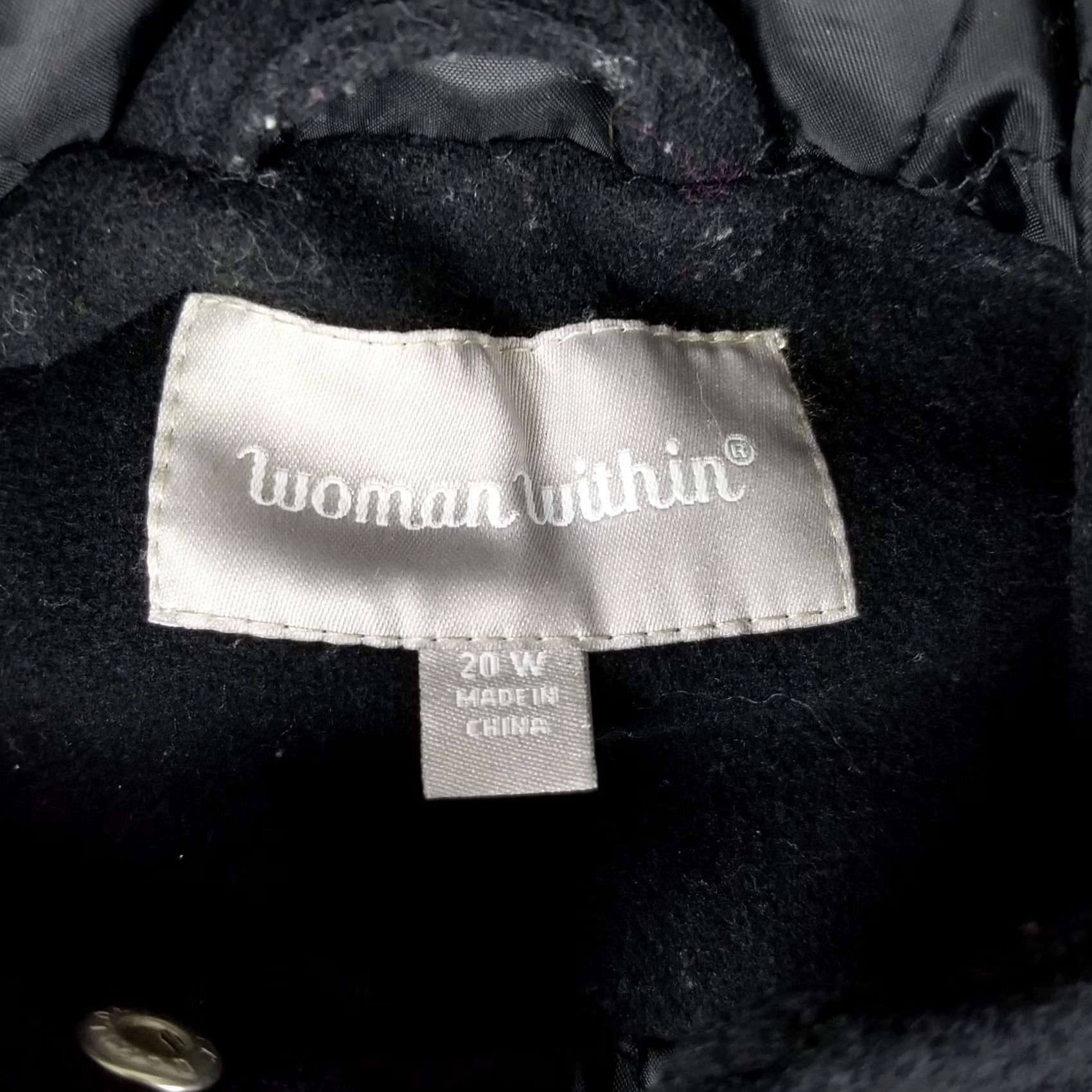 Vintage Woman Within Lux Wool Duffle Coat Jacket Plus Size 20W Black Lined Wool Blend, Hooded, Toggle, Long Sleeve, Vintage? No, 20W Women Coat Size 3XL / US 20-22 - 2 Thumbnail