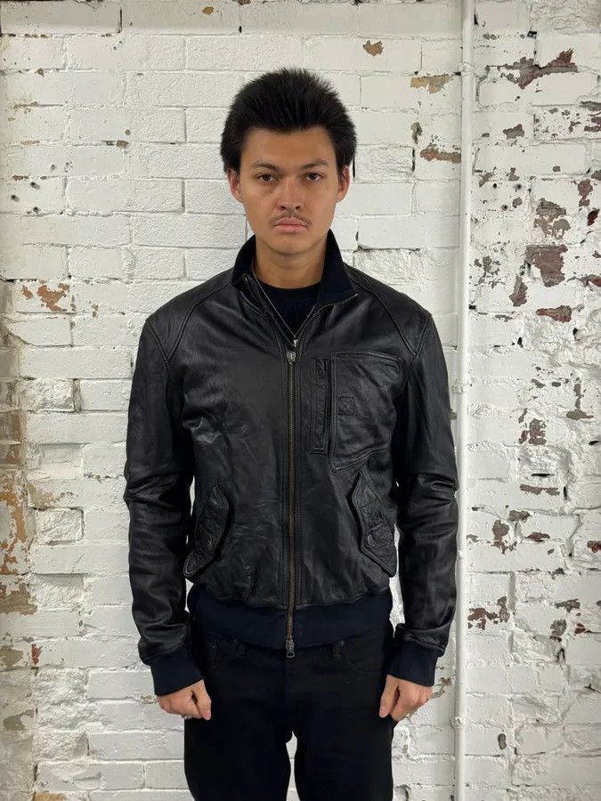 Armani 2010s Armani Black Utility Biker Leather Jacket Size US M / EU 48-50 / 2 - 2 Thumbnail
