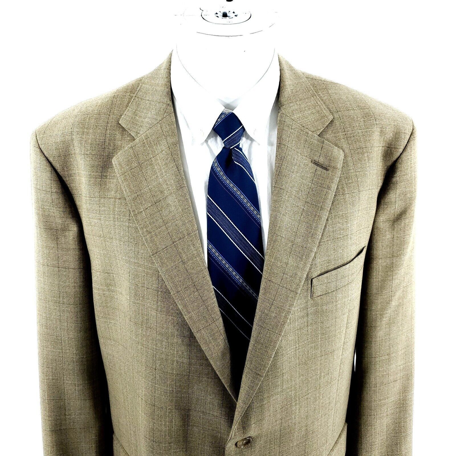Pronto Uomo Pronto Uomo Worsted Wool 2 Button Blazer 44L Tan Sharkskin B Size 44L - 1 Thumbnail
