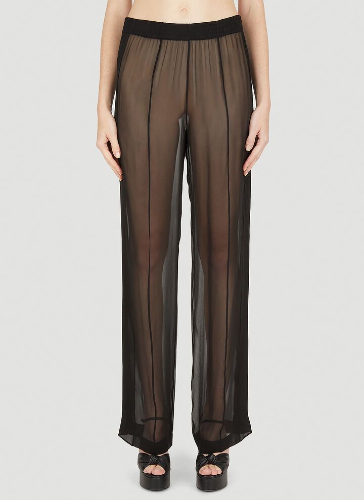 Saint Laurent Paris o1s1wg111024 Pantalon Mousseline Crepe Orga in Black Size 25" / US 0 / IT 36 - 1 Thumbnail