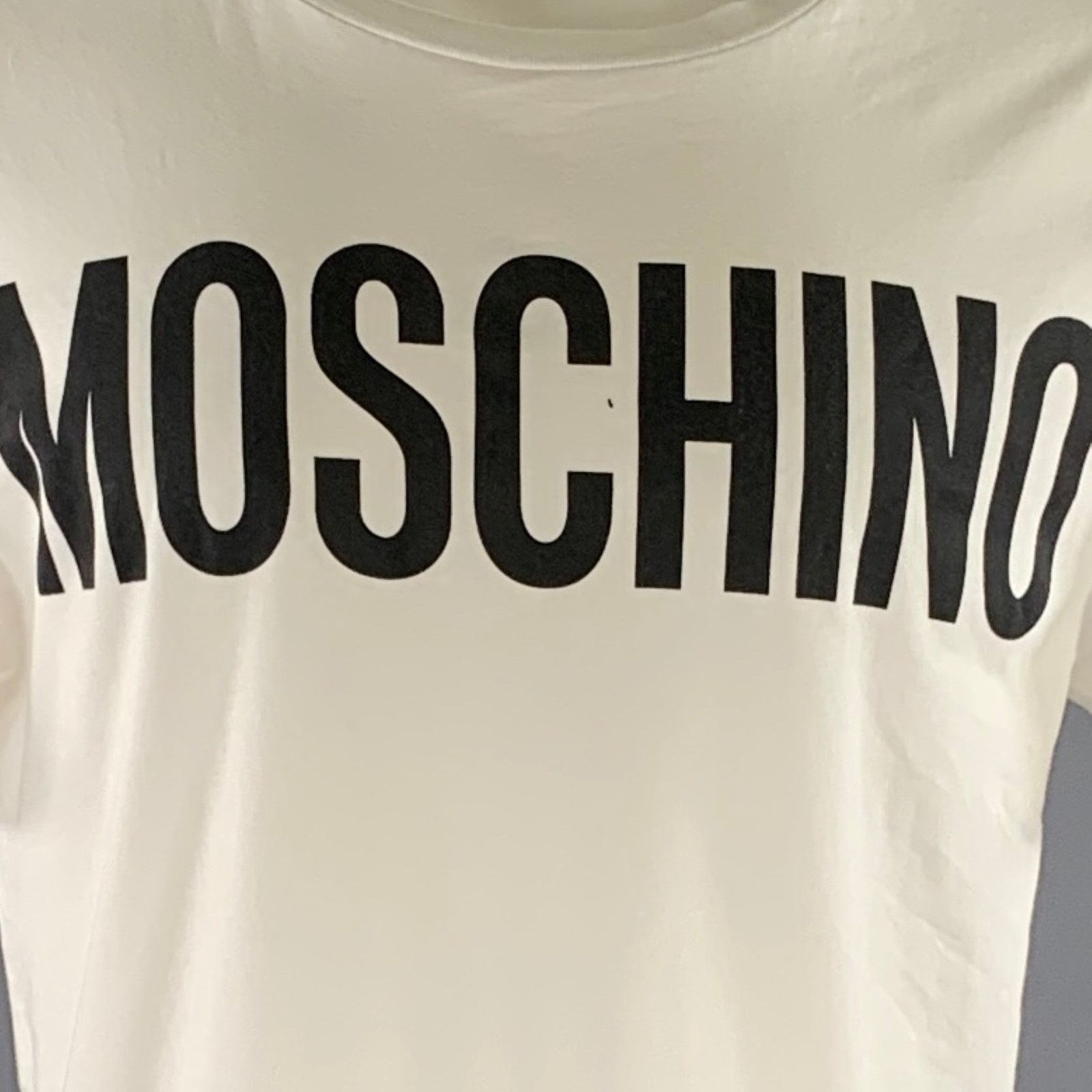 Moschino MOSCHINO Size M White Black Logo Cotton Lightweight T-shirt Size US M / EU 48-50 / 2 - 2 Thumbnail