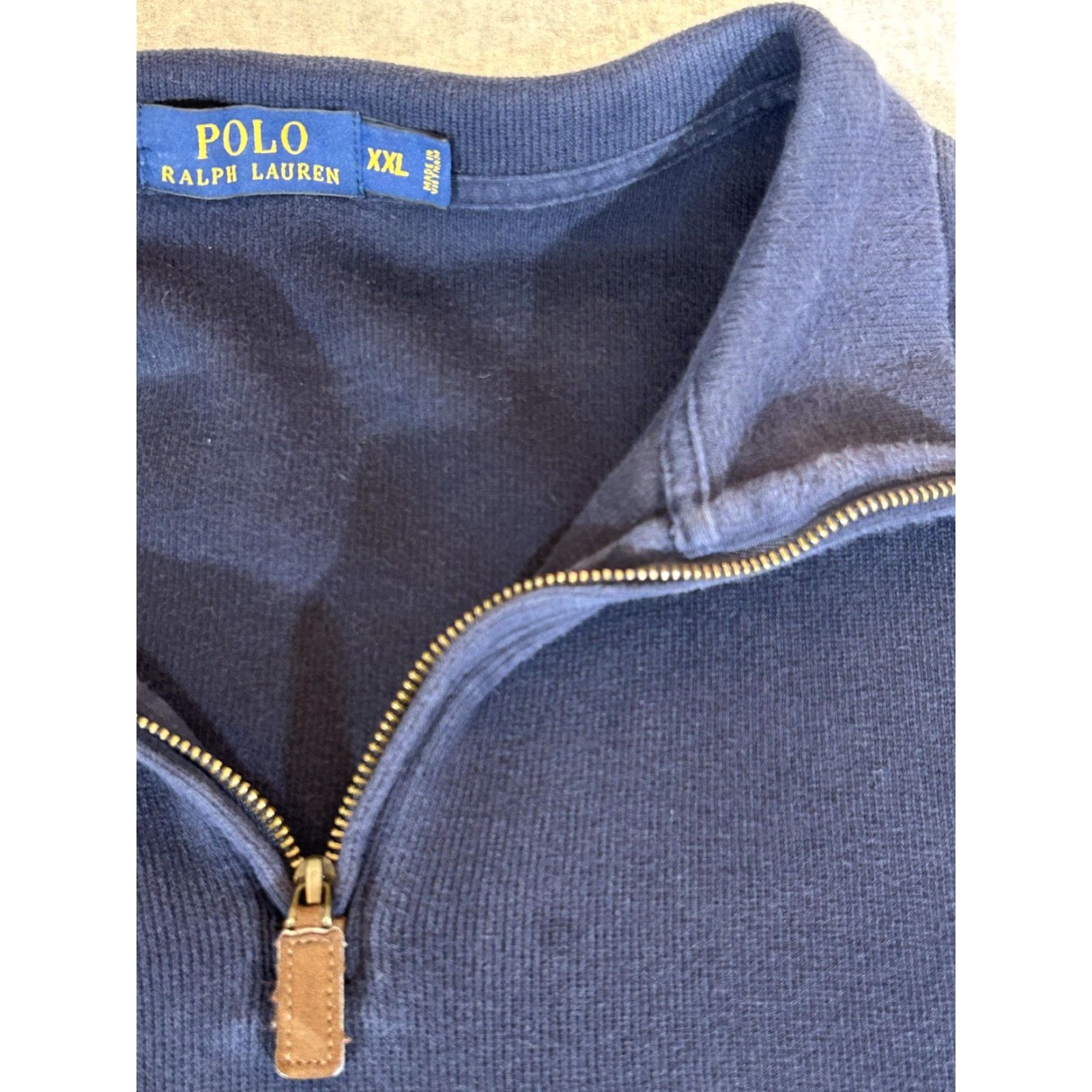Polo Ralph Lauren Ralph Lauren Sweater Mens 2XL Navy 1/4 Zip Knit Pullover Polo Golf Mock Neck Cotton SS Size US XXL / EU 58 / 5 - 3 Thumbnail