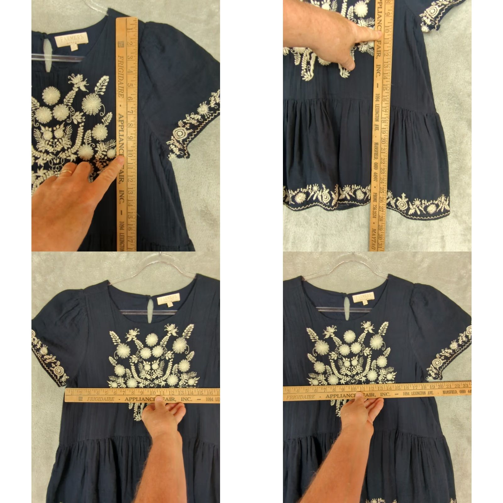 Market Farmers Market peplum Top Lagenlook Embroidered Detail Cotton M Boho Festival Blue Women Blouse Size M / US 6-8 / IT 42-44 - 8 Thumbnail