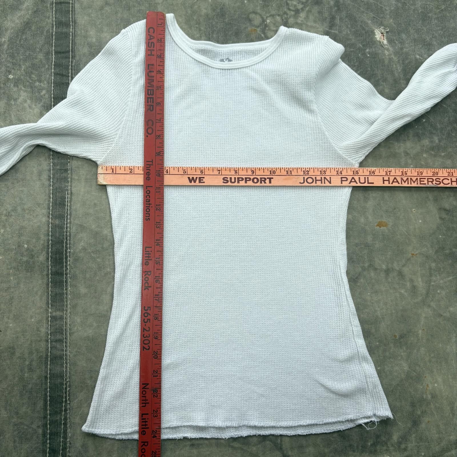 Fruit Of The Loom Vintage Y2K White Grunge Skater Thermal Waffle Knit Shirt Size M / US 6-8 / IT 42-44 - 3 Thumbnail