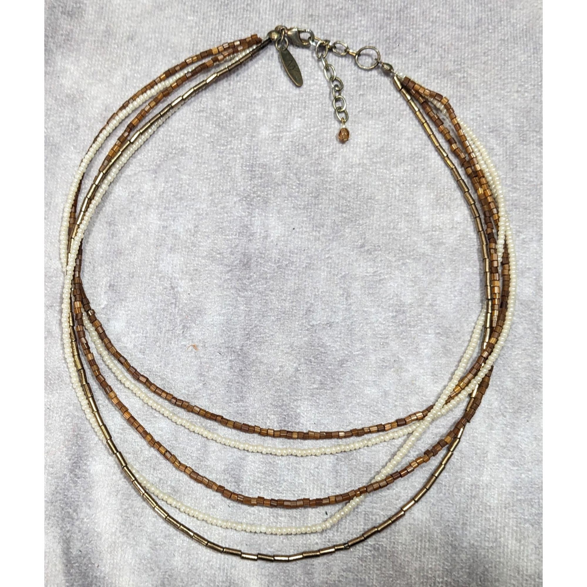 Other NY Earthy Glass Beaded Brown And White Layered Necklace Size ONE SIZE - 6 Thumbnail