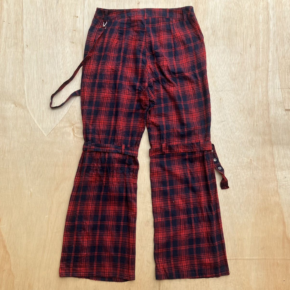 If Six Was Nine × Japanese Brand × Punk and Yo ROMWE MAD PUNK FLANNEL RED CHECK PANTS Size US 31 - 8 Thumbnail