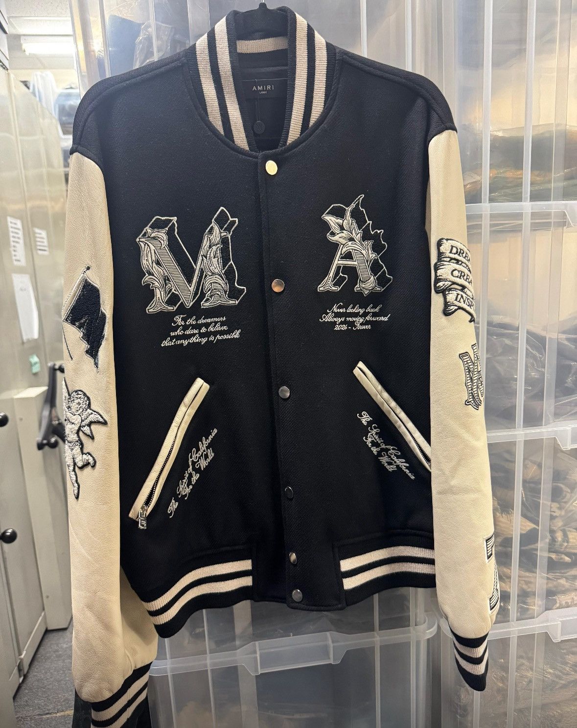 Amiri o1s1wg110525 Angel Varsity Jacket in Black/White Size US M / EU 48-50 / 2 - 7 Thumbnail