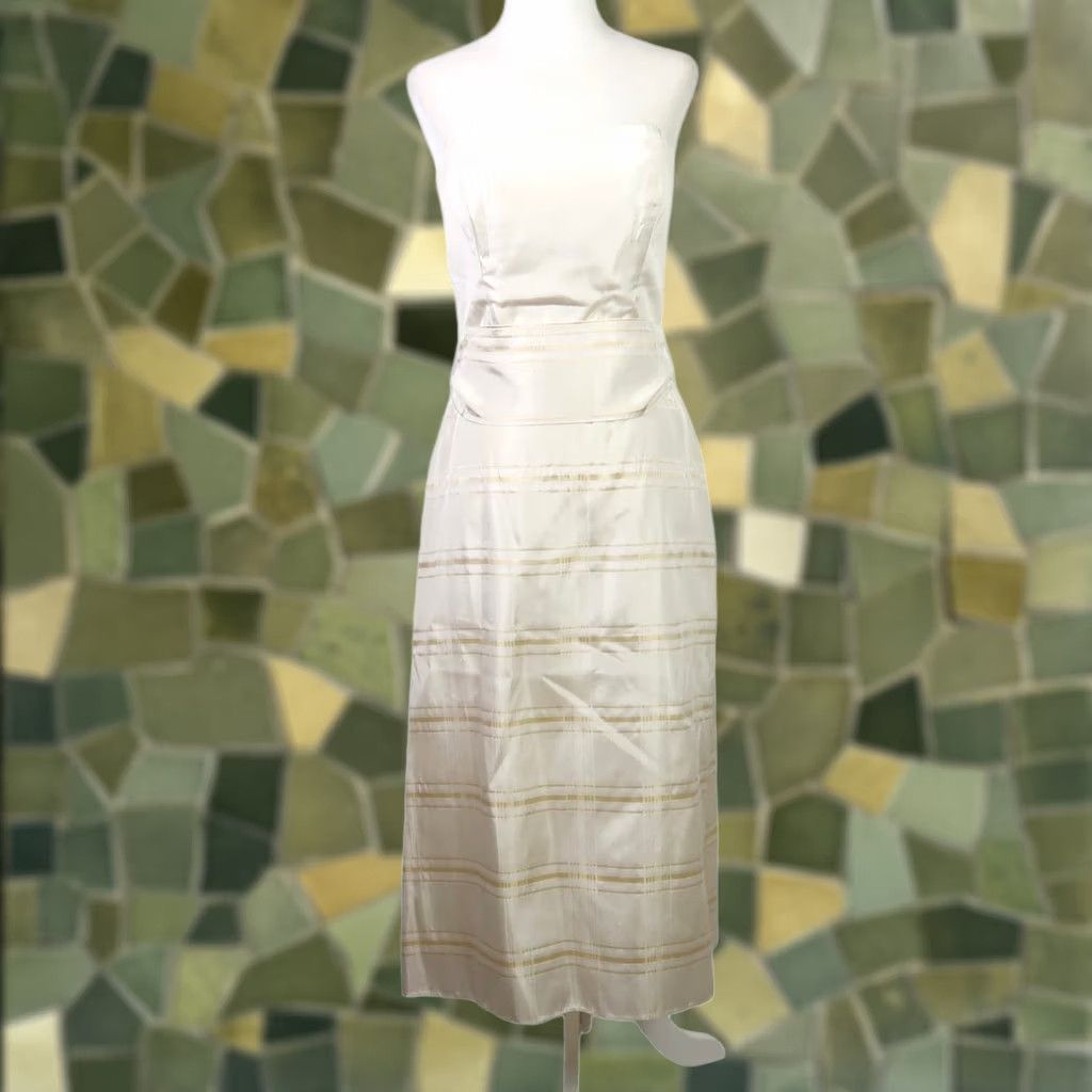 Vintage VINTAGE Jim Hjelm cream tan plaid taffeta strapless midi party dress 8 80s A-Line Zip Women Size M / US 6-8 / IT 42-44 - 1 Thumbnail