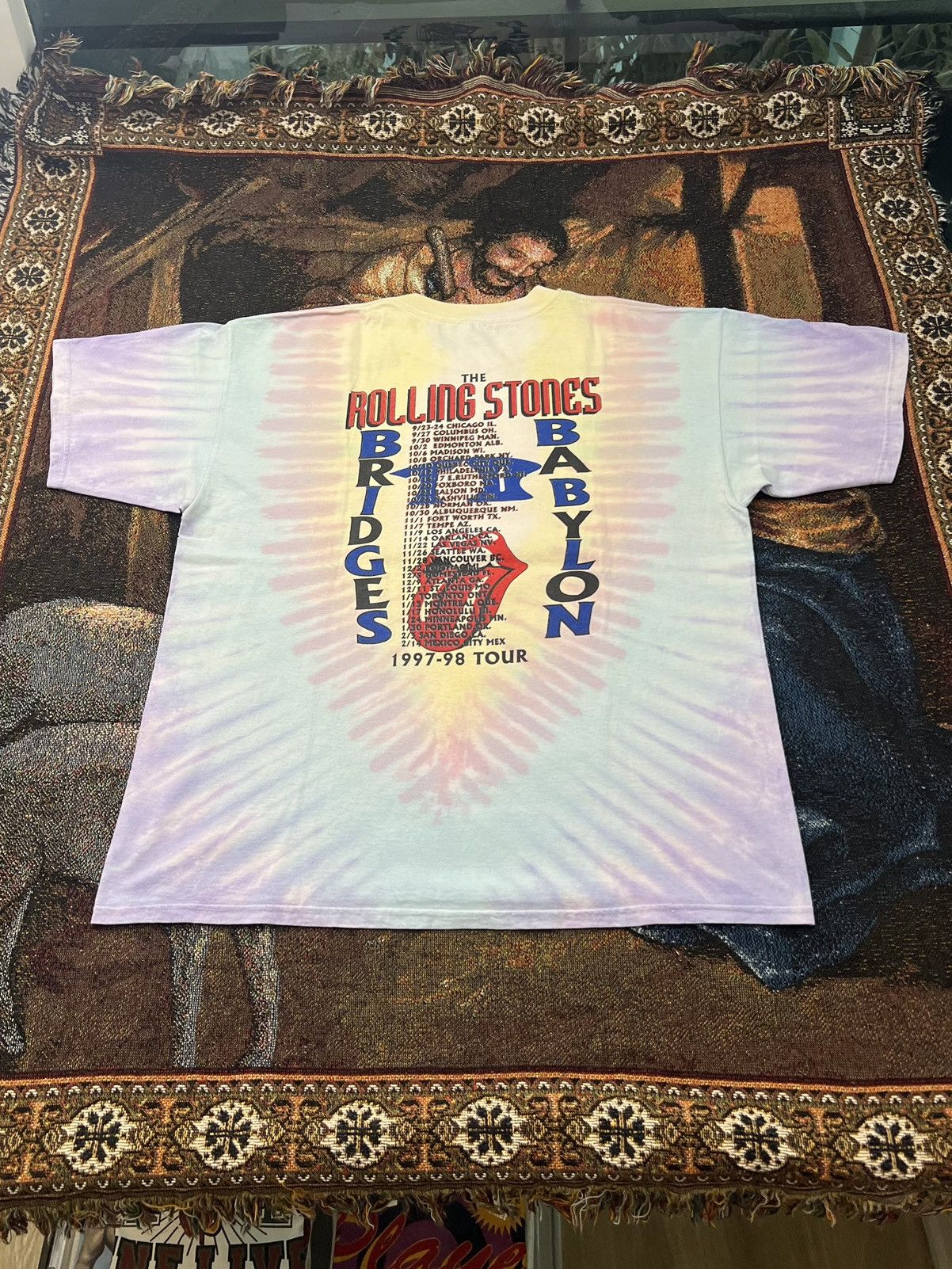 Vintage 1995 Vintage Rolling Stone Tie Dye Tee Size US XL / EU 56 / 4 - 4 Thumbnail