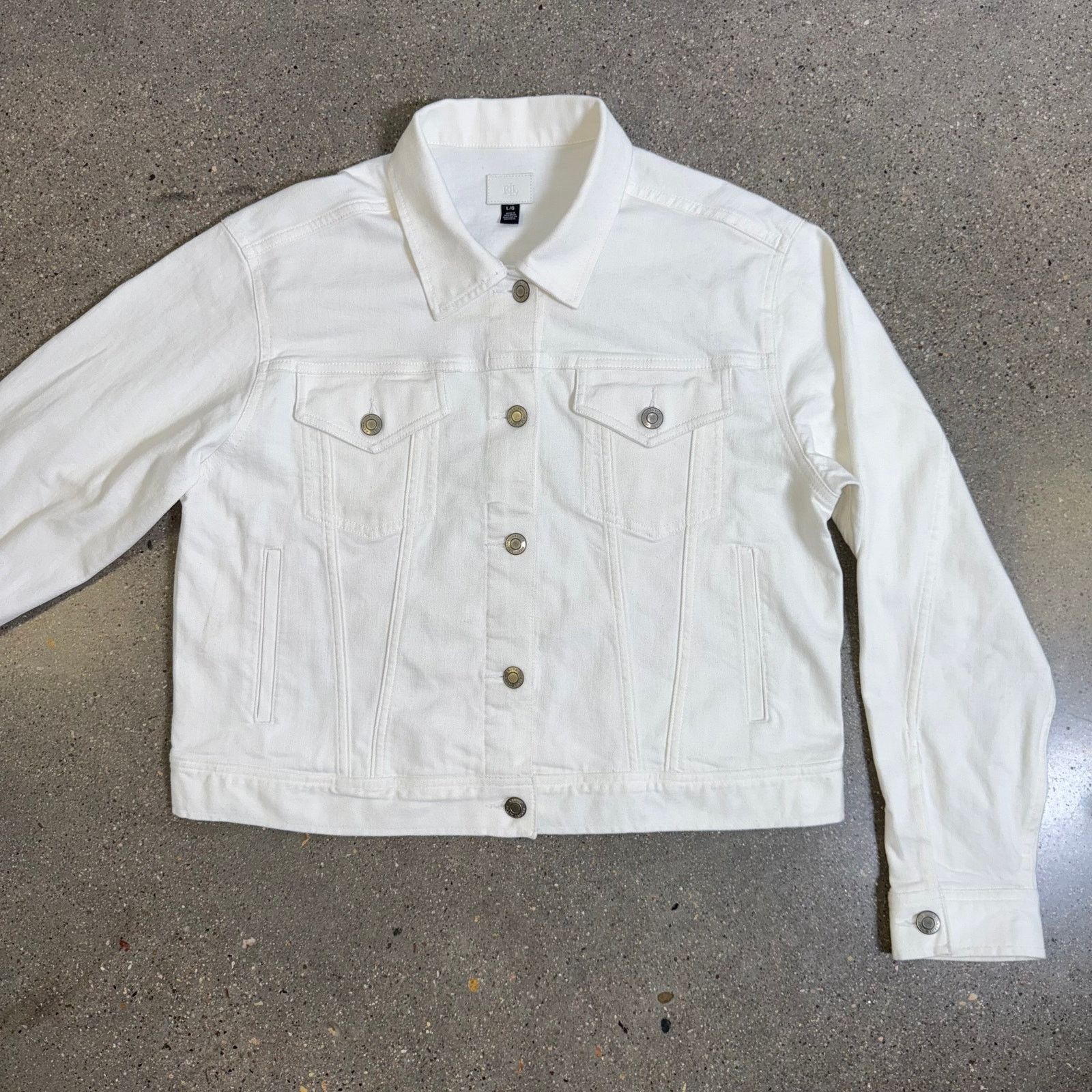 Lauren Ralph Lauren LRL Ralph Lauren White Denim Trucker Jean Jacket Women’s L Size L / US 10 / IT 46 - 1 Thumbnail