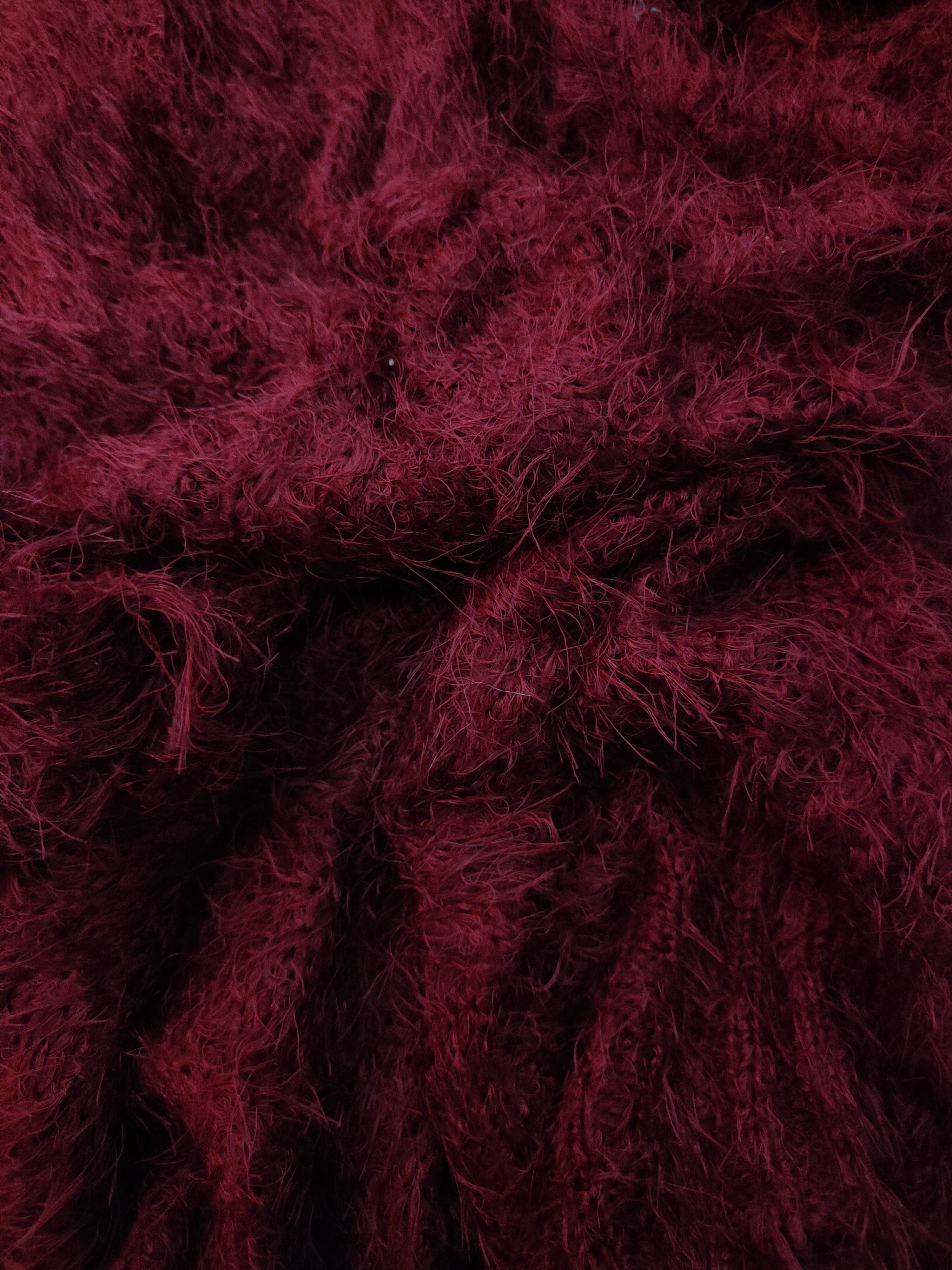 Aran Isles Knitwear Jalassio Maroon Shag Shaggy Fur Mohair Knitwear #S1943 Size L / US 10 / IT 46 - 10 Thumbnail