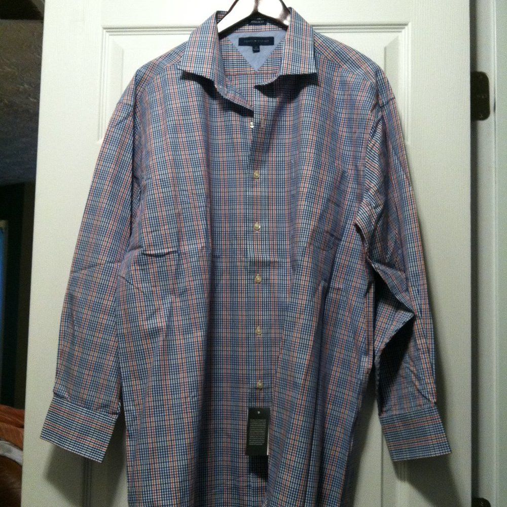 Tommy Hilfiger TOMMY HILFIGER MENS NEW BLUE 100%COTTON DRESS SHIRT 17/32-33 Size US XL / EU 56 / 4 - 3 Thumbnail