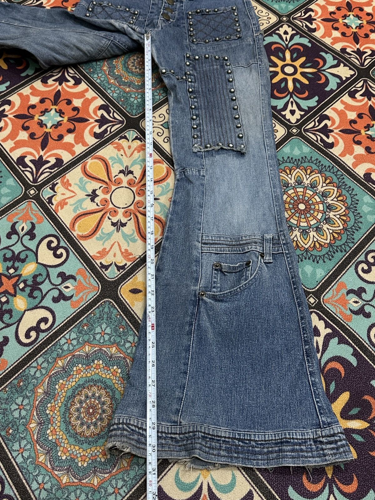 Seditionaries Penty Punk Reconstructed Studded Flare Denim Pant Size US 27 - 13 Thumbnail