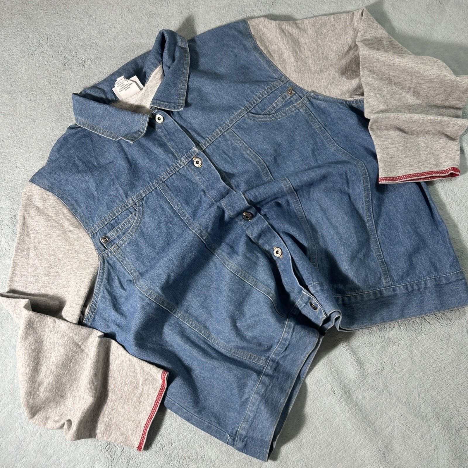 Wrangler Hybird Fleece Denim Jean Jacket Large Lightweight Patchwork Size US L / EU 52-54 / 3 - 1 Thumbnail