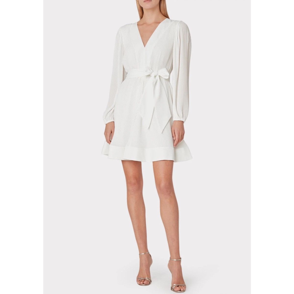 MILLY Milly Pleated Belted Long Sleeve Dress size 0 Size XS / US 0-2 / IT 36-38 - 3 Thumbnail