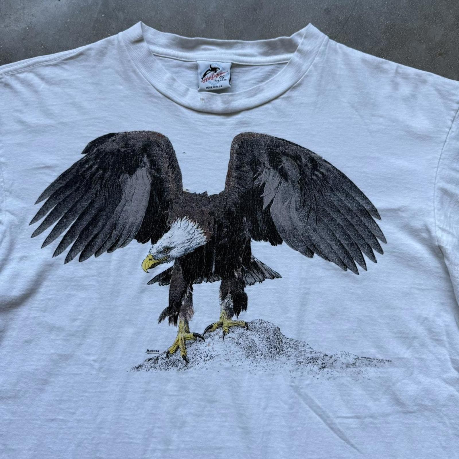 Other Harlequin Bald Eagle Americana Vintage 80's Faded T-shirt Size US XL / EU 56 / 4 - 3 Thumbnail