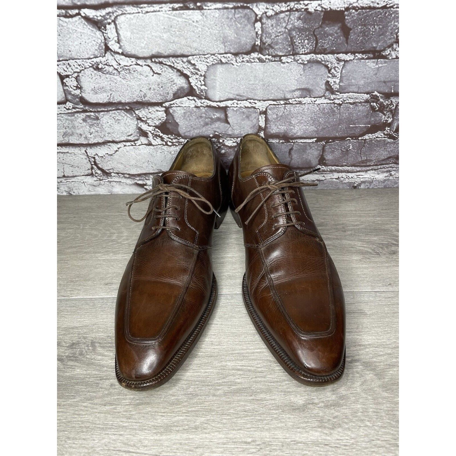 Santoni Santoni Brown Leather Apron Toe Loafers Oxfords Dress Shoes Size US 10 / EU 43 - 4 Thumbnail