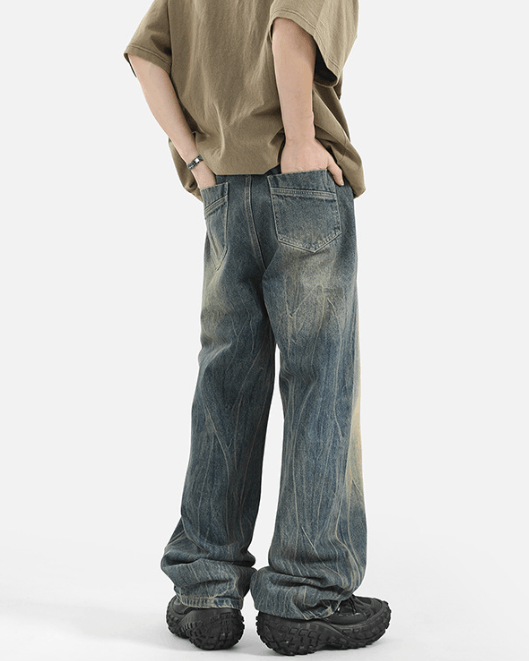 Japanese Brand × Jean Street lightning pattern distressed loose straight jeans Size US 32 / EU 48 - 6 Thumbnail