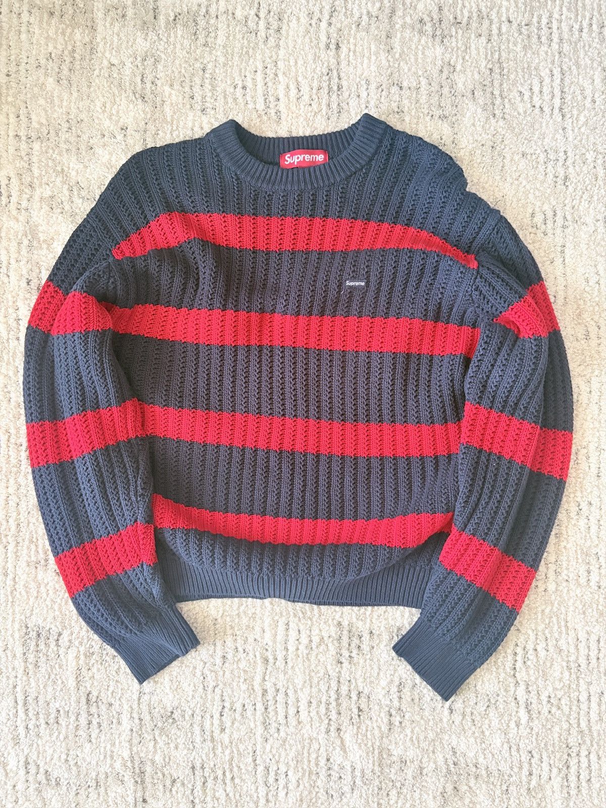 Supreme Supreme Loose Gauge Stripe Small Box Logo Sweater Size US M / EU 48-50 / 2 - 1 Thumbnail
