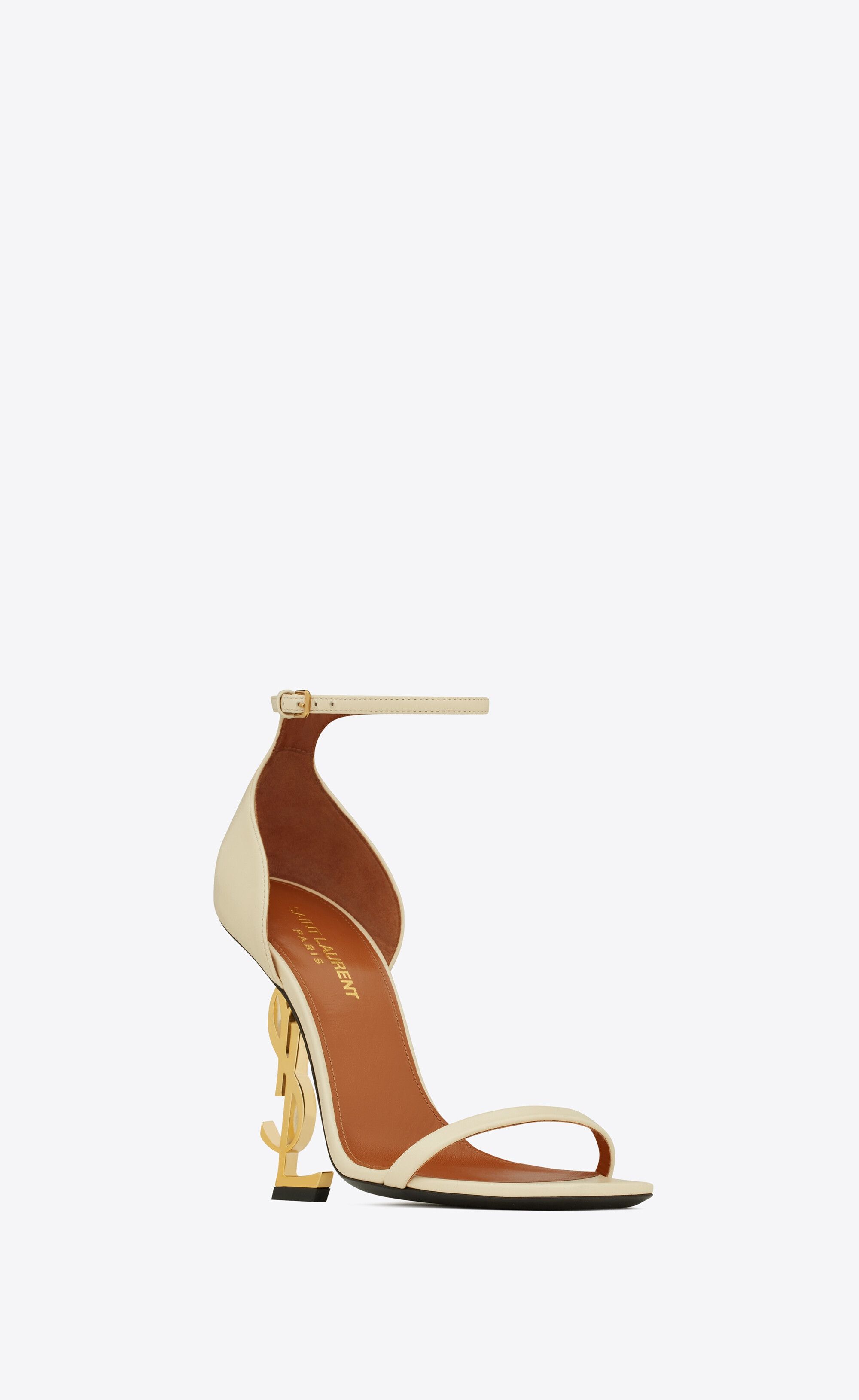 Saint Laurent Paris o1s1wg111124 Opyum Sandals in Smooth Leather in Beige Size US 10.5 / IT 40.5 - 4 Thumbnail