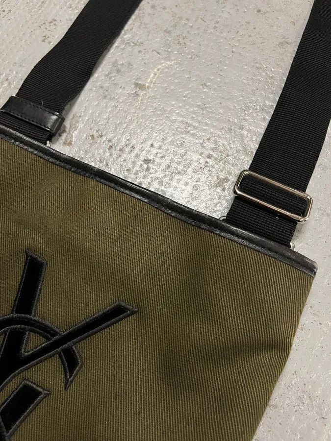 Yves Saint Laurent Saint Laurent Khaki Canvas YSL Logo Messenger Bag Size ONE SIZE - 5 Thumbnail