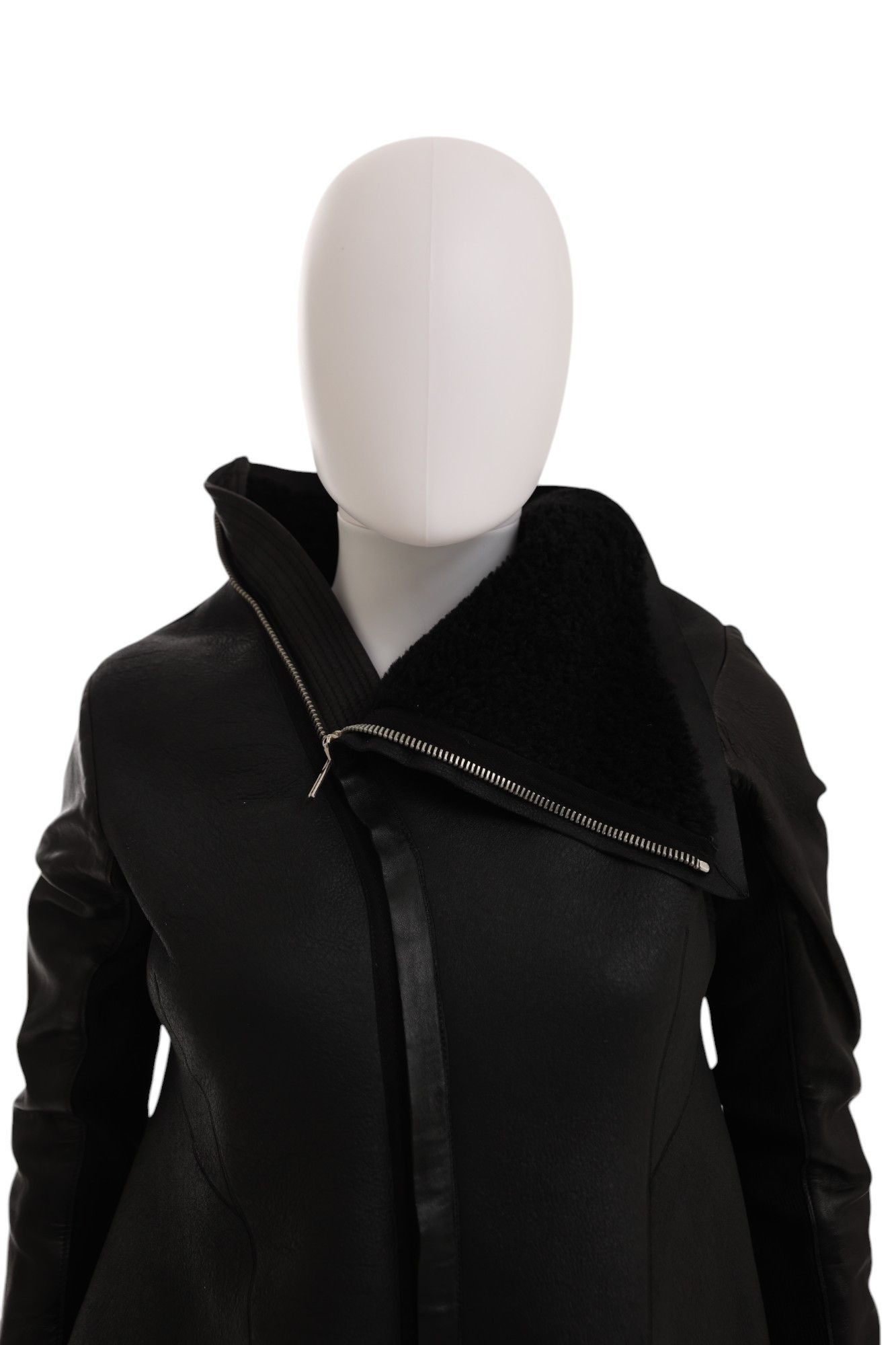 Rick Owens F/W 2009 "CRUST" Black Leather Asymmetric Coat Size M / US 6-8 / IT 42-44 - 9 Thumbnail