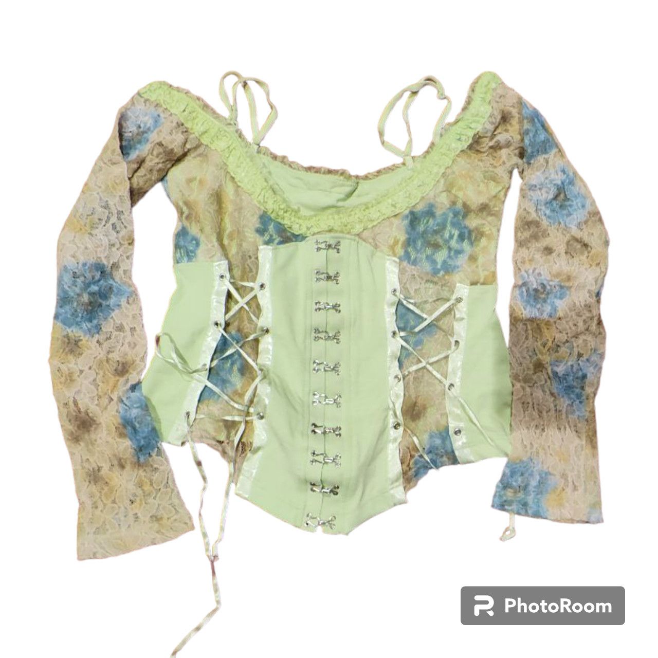 Japanese Brand y2k romance fairycore pastel lace blouse sz XS like corset Size XS / US 0-2 / IT 36-38 - 1 Thumbnail