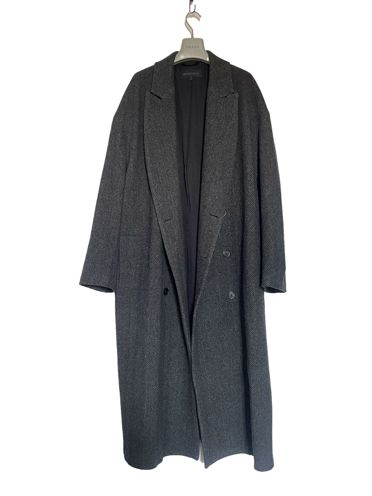 image of Ann Demeulemeester Oversized Coat Double-Breasted in Black, Men's (Size Medium)