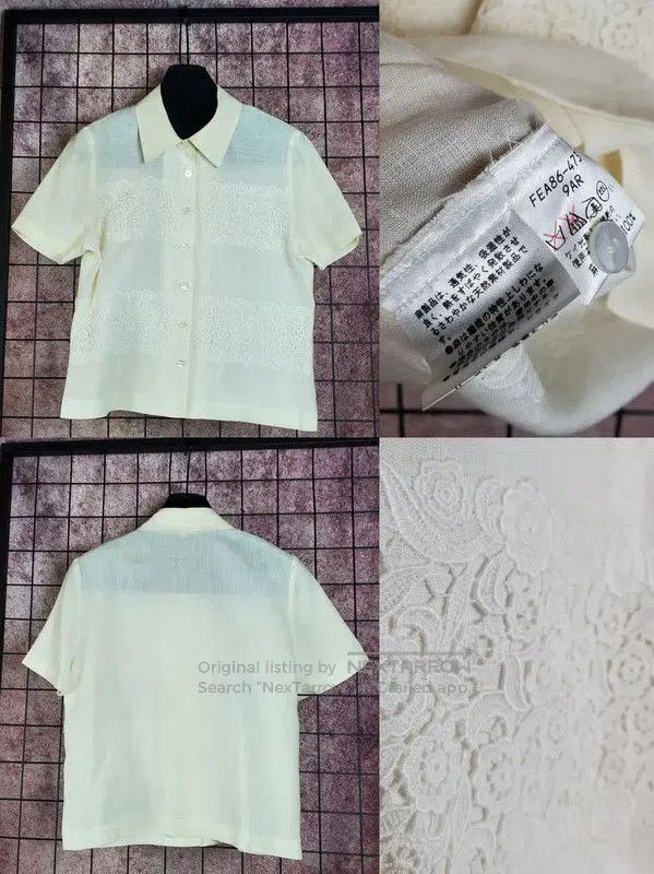 Burberry Burberry Summer Beige Lace Embroidered Short Sleeve Shirt. Size M / US 6-8 / IT 42-44 - 1 Thumbnail