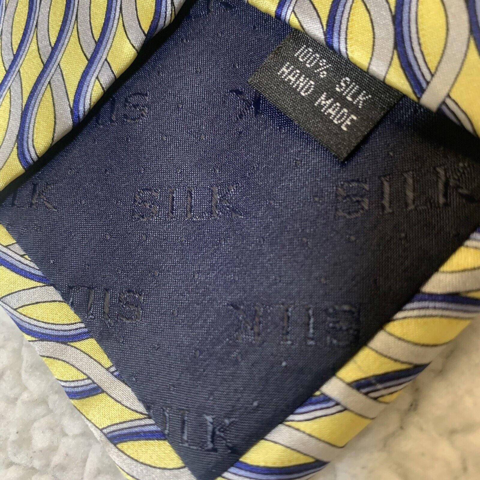 Other Umo Lorenzo Men's Tie Yellow Blue Grey Italian Design Size ONE SIZE - 5 Thumbnail
