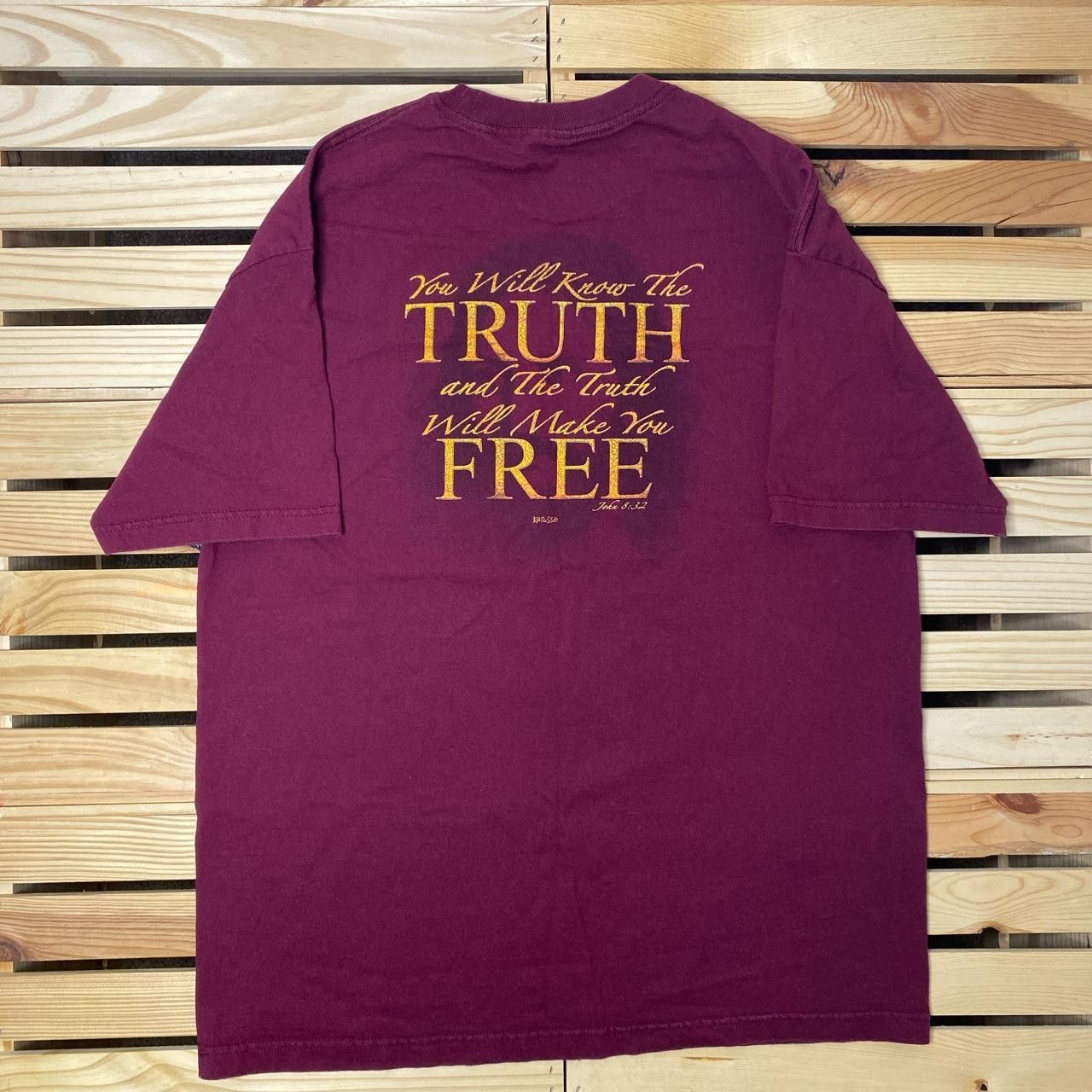 AAA Vintage John 8:32 Burgundy Bible Script Jesus Tee Size XL Size US XL / EU 56 / 4 - 2 Thumbnail