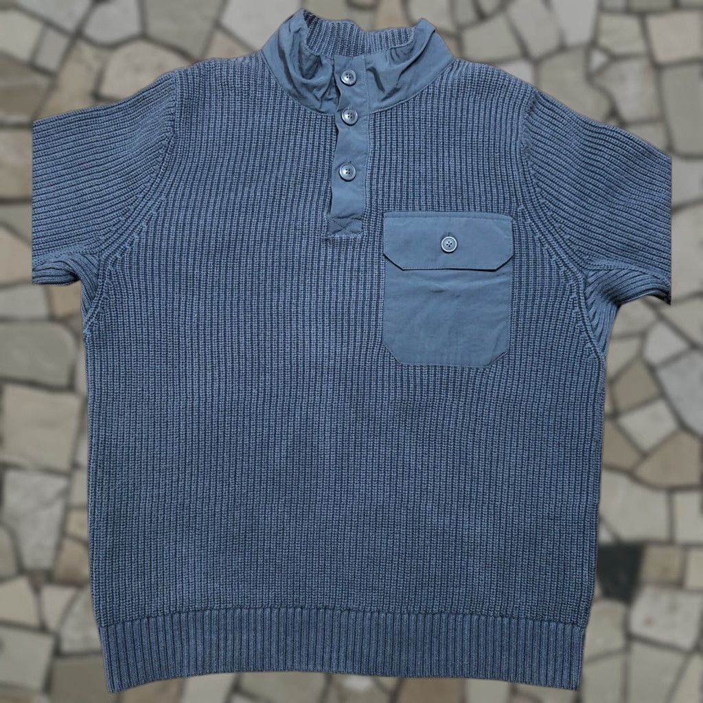 CO Duluth Trading Co Mens M Faded Blue Shawl Collar Henley Pullover Elbow Patch Sweater Shirt? Size US M / EU 48-50 / 2 - 1 Thumbnail