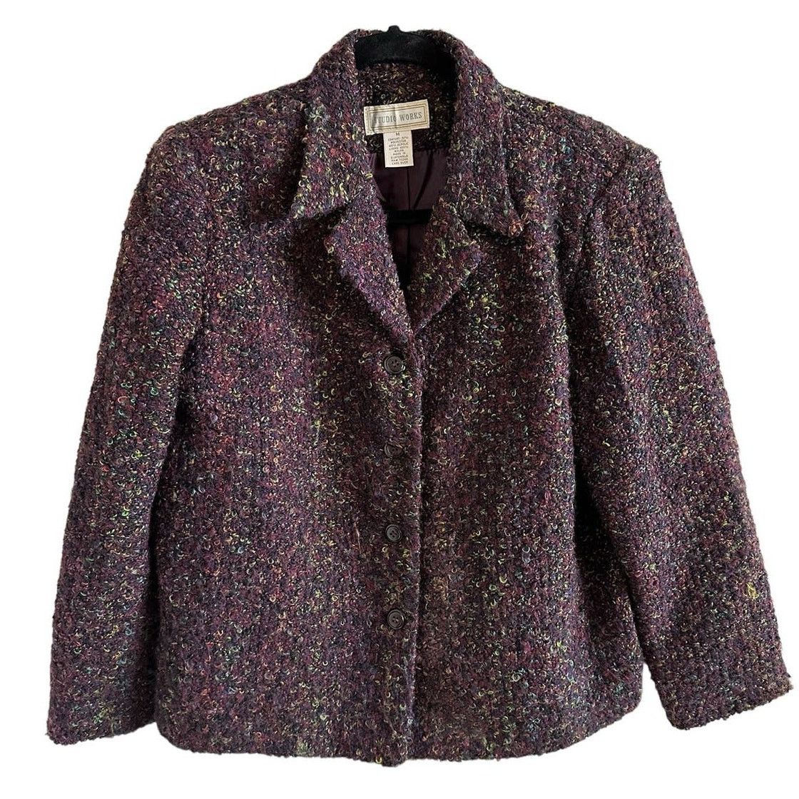 Other Studio Works Medium Purple Tweed Long Sleeve Button Up Coat Size M / US 6-8 / IT 42-44 - 1 Thumbnail
