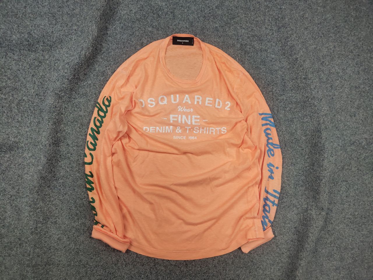 Dsquared2 Dsquared2 Design Peach Longsleeve Spellout Logo T-shirt Size US S / EU 44-46 / 1 - 1 Thumbnail