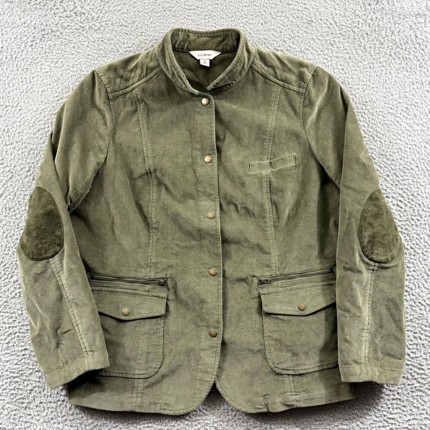 Vintage LL Bean Jacket Womens XL Green Corduroy Military Snap Pockets Elbow Patches Size XL / US 12-14 / IT 48-50 - 2 Thumbnail